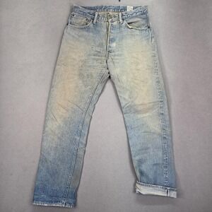 OrSlow 105 Jeans Mens Blue Selvedge Light Distressed Denim Made Japan Fits 32x30